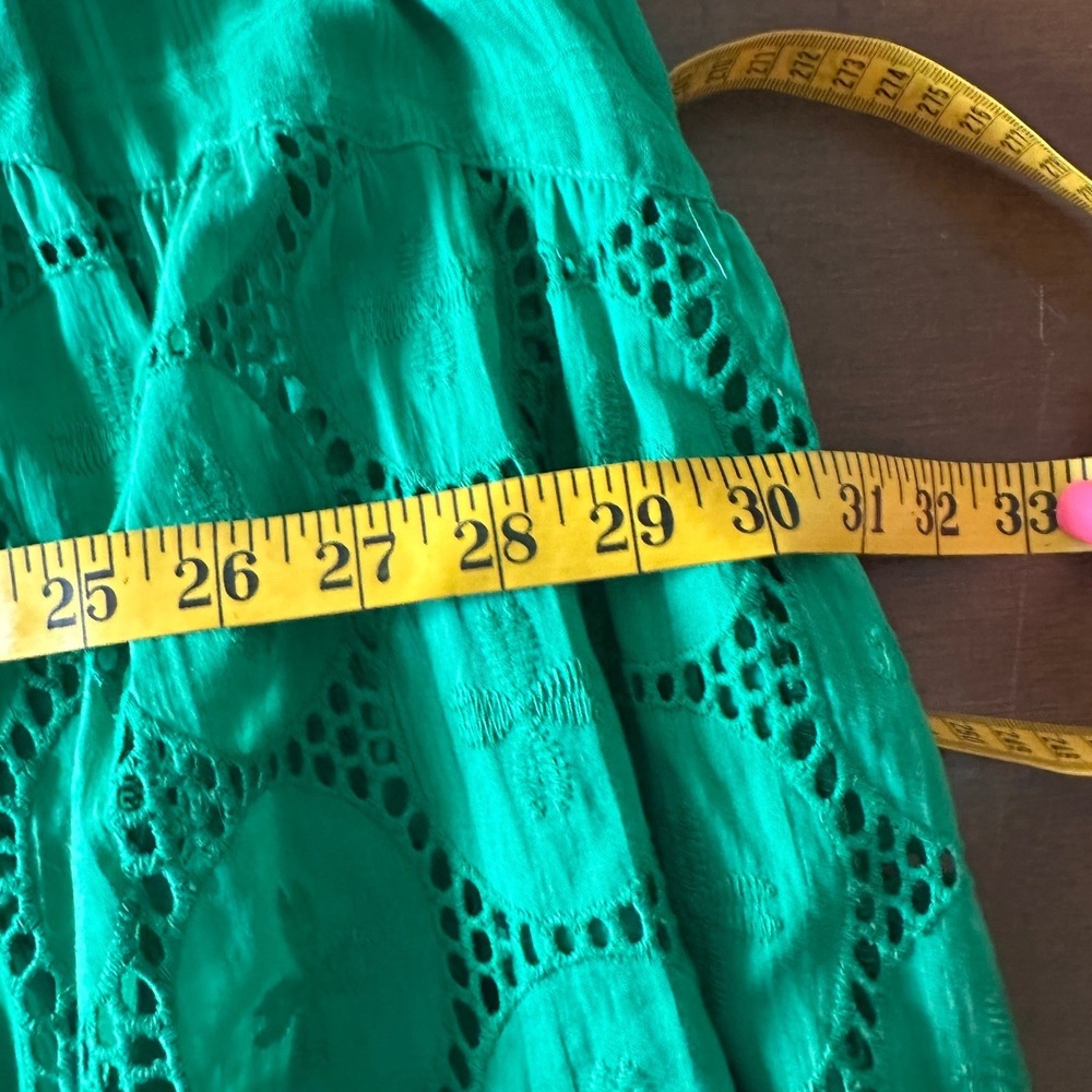 Jaded Gypsy Eyelet Midi Dress L/XL Green NEW Tag Cotton Button Front Tiered Boho - Picture 6 of 8